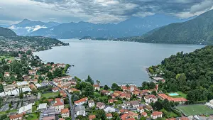 Roads Prints: Sunset view over Lenno, Lake Como with mountains in the distance