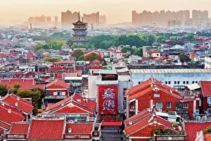 Roofs Prints: Sunset view of the old town of Quanzhou, UNESCO World Heritage), Fujian Province, China