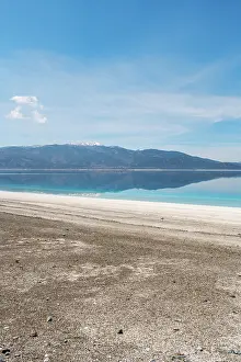 Hike Prints: Sunset view of Salda lake with turquoise water and white sand in Turkey