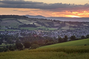 Winchcombe Prints: Sunset over Winchcombe and Malvern Hills in distance