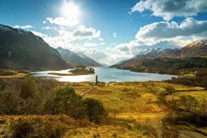 Glowing Gallery: Sunshine and The Glenfinnan Monument beside Loch Shiel, Highlands, Scotland, United Kingdom