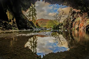 Autumnal Prints: Sunshine and showers with autumn colours from Rydal Cave