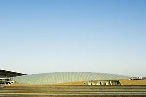 Railway Stations Prints: Sunway train station building at Beijing Capital Airport part of new Terminal 3 building opened February 2008