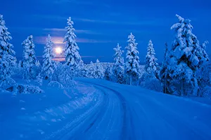 Full Moon Prints: Super moon (full moon) landscape, Lapland, Pallas-Yllastunturi National Park, Lapland