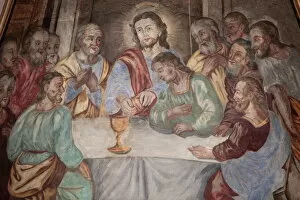 Images Dated 5th August 2011: Last Supper, Our Lady of Assumption church, Cordon, Haute-Savoie, France, Europe