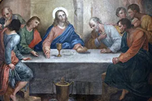 Brazilian Prints: Last Supper painting in Our Lady of Bonfim church, Salvador, Bahia, Brazil, South America