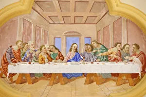 Depiction Prints: The Last Supper in Saint-Nicolas de Veroce church, Haute Savoie, France, Europe