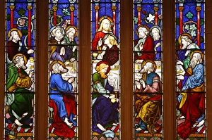 Depiction Prints: Last Supper stained glass window in St. Andrews cathedral, Sydney, New South Wales