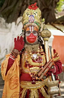 Images Dated 6th August 2008: A supposed Holy man dressed as Hanuman