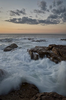 Elands Bay Prints: Surf along the rocky coast at sunset, Elands Bay, South Africa, Africa