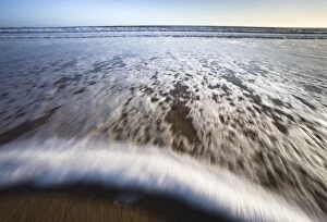 Surf washing up the beach, Embleton Bay, Northumberland, England, United Kingdom, Europe