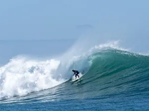 Kids Prints: Surfer at North Reef, Lighthouse Bay, Exmouth, Western Australia, Australia, Pacific