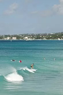 Images Dated 10th February 2011: Surfers at Enterprise Point, Barbados, Windward Islands, West Indies, Caribbean
