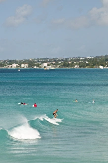 Surfers Prints: Surfers at Enterprise Point, Barbados, Windward Islands, West Indies, Caribbean