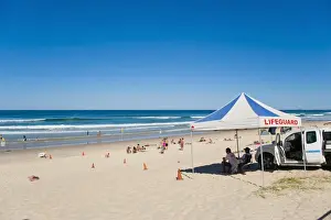 Queens Land Prints: Surfers Paradise Beach and lifeguards at Surfers Paradise