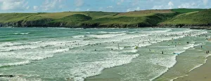 Cornwall Gallery: Surfers at Polzeath, Hayle Bay and the Cornish coast, Cornwall, England