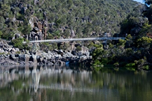 Tasmania Prints: Suspension bridge over the Cataract Gorge, Launceston, Tasmania, Australia, Pacific