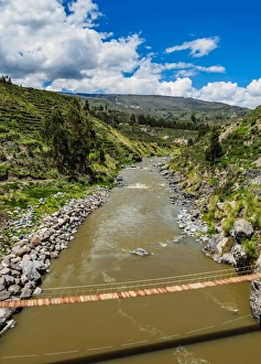 Arequipa Prints: Suspension Bridge over Colca River, Chivay, Arequipa Region, Peru, South America