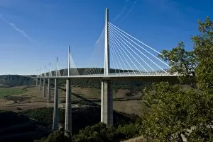 Images Dated 12th September 2007: Suspension bridge, Millau, Aveyron, Massif Central, France, Europe