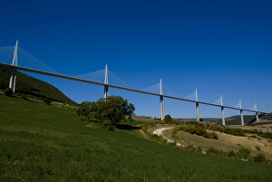 Images Dated 12th September 2007: Suspension bridge, Millau, Aveyron, Massif Central, France, Europe
