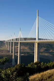 Images Dated 13th September 2007: Suspension bridge, Millau, Aveyron, Massif Central, France, Europe