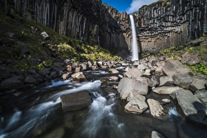 Sudurland Prints: Svartifoss (Black Waterfall) and the Basalt Columns, Skaftafell, Vatnajokull National Park