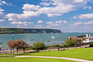 Footpath Prints: Swanage park and Swanage Harbour, Dorset, England, United Kingdom, Europe