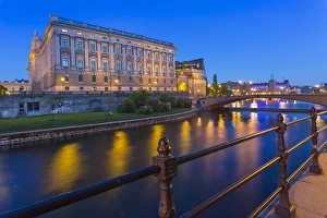 Stockholm Prints: The Swedish Parliament Building at dusk, Helgeandsholmen, Stockholm, Sweden, Scandinavia