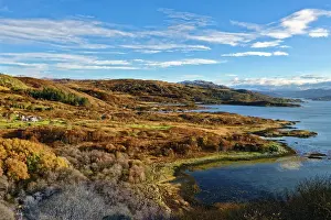 Autumnal Scene Prints: Sweeping autumn view of the tree covered hills and valley along the banks of Loch