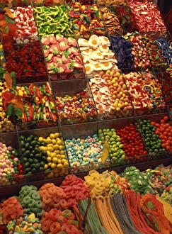 Las Ramblas Prints: Sweets, La Boqueria market, Las Ramblas, Barcelona, Catalonia, Spain, Europe