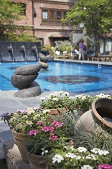 Swimming Pool Prints: Swimming pool in grounds of Dwarikas Hotel, Kathmandu, Nepal, Asia