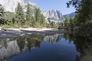 Merced River Prints: Swinging Bridge over Merced River