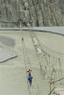 Pakistani Prints: Swinging bridges over river