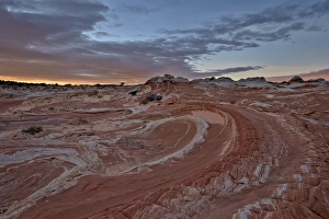 White Pocket Prints: Swirl in white and salmon sandstone at dawn