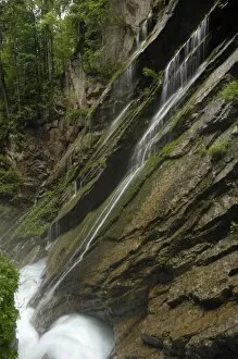 Swirling glacial water carves through Wimbachklamm gorge, near Ramsau, Berchtesgaden National Park