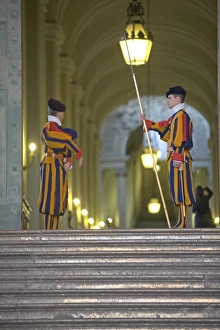 Sentry Prints: Swiss guards, St. Peters Square, Vatican City, Rome, Lazio, Italy, Europe