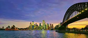 Glow Prints: Sydney Harbour skyline at sunset, Sydney, Australia