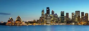 Sydney Prints: Sydney Opera House and skyline at dusk, Sydney, New South Wales, Australia, Pacific