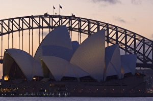 Ns W Prints: Sydney Opera House and Sydney Harbour Bridge, Sydney, New South Wales, Australia, Pacific
