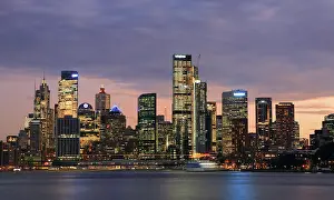 Skyscrapers Prints: Sydney skyline at dusk, Australia