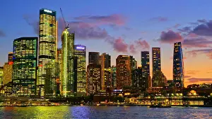 Skyscrapers Prints: Sydney skyline at dusk, Australia