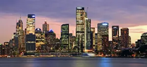 Skyscrapers Prints: Sydney skyline at dusk, Australia