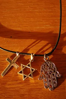Necklace Prints: Symbols of the three monotheistic religions, Paris, France, Europe