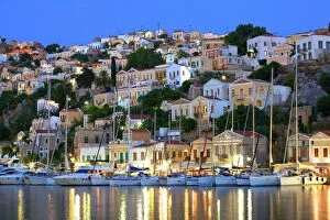 Night Time Gallery: Symi Harbour, Symi, Dodecanese, Greek Islands, Greece, Europe
