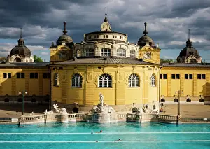 Typically Hungarian Prints: Szechenyi Thermal Baths, Budapest, Hungary, Europe