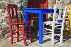 Chairs Prints: Table and chairs in Bodrum, Turkey, Anatolia, Asia Minor, Eurasia