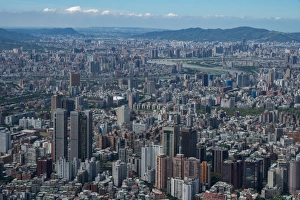 Taipei Prints: Taipei cityscape as seen from Taipei 101, the worlds eighth tallest building at 1667 ft
