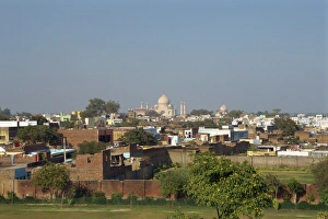 Taj Mahal Prints: Taj Mahal on city skyline