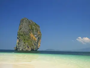 Krabi Prints: Tall rock island, Ko Poda, at Krabi on the Andaman Coast of Thailand, Southeast Asia