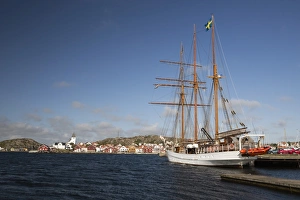Sweden Prints: Tall ship in harbour, Skarhamn, Tjorn, Bohuslan Coast, Southwest Sweden, Sweden, Europe
